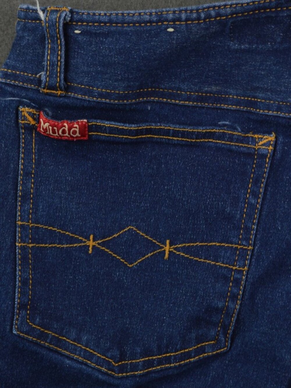 Vintage Y2K Mudd Womens Dark Blue Denim Flared Jeans Stretch Side Lace Up Size 7 - Picture 4 of 8